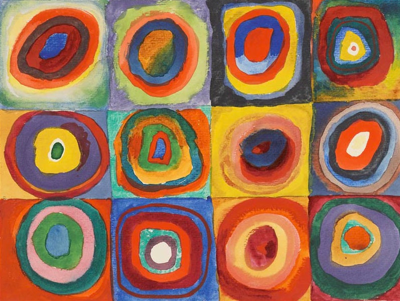 Étude de couleur, carrés avec cercles concentriques, Vassily Kandinsky, 1913